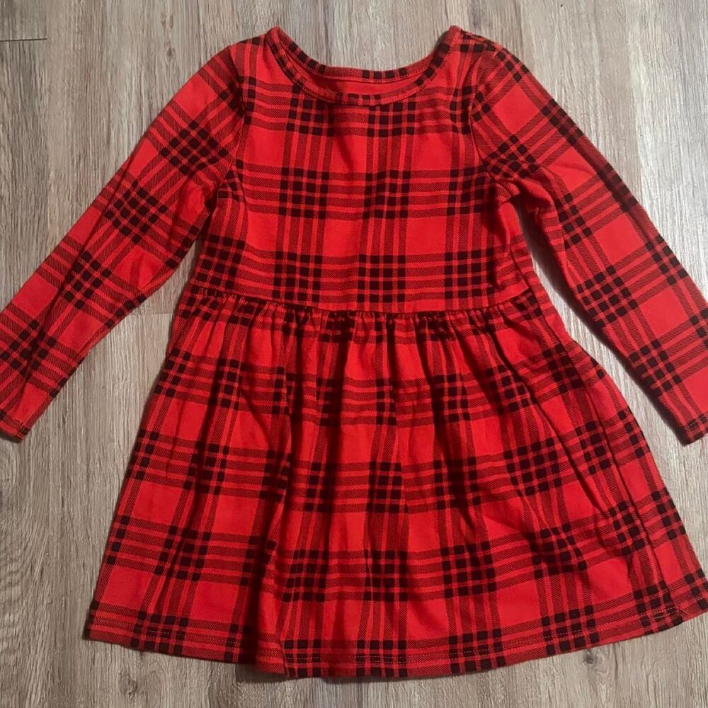 Cat and Jack - Red and Black Plaid Dress - Size 3T
